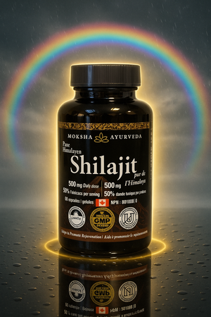 Full Strength Shilajit+ |The Clean Modern Resin Upgrade|-[Energy, Detox, Vitality] Himalayan Sourced for - Moksha Ayurveda Pure Shilajit 60 Capsules 500mg with 50% Fulvic Acid – NPN Certified – Lab Tested Vegan Capsules for Men & Women