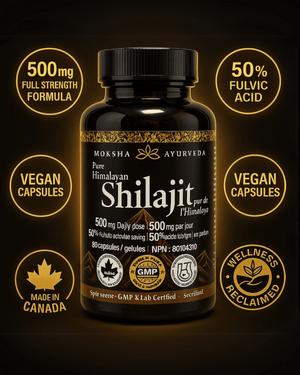 Full Strength Shilajit+ |The Clean Modern Resin Upgrade|-[Energy, Detox, Vitality] Himalayan Sourced for - Moksha Ayurveda Pure Shilajit 60 Capsules 500mg with 50% Fulvic Acid – NPN Certified – Lab Tested Vegan Capsules for Men & Women