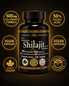Full Strength Shilajit+ |The Clean Modern Resin Upgrade|-[Energy, Detox, Vitality] Himalayan Sourced for - Moksha Ayurveda Pure Shilajit 60 Capsules 500mg with 50% Fulvic Acid – NPN Certified – Lab Tested Vegan Capsules for Men & Women