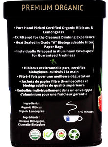 Superfood Tea Tin Hibiscus Lemongrass - Caffeine-Free - Kosher - Non-Gmo- Keto -Paleo