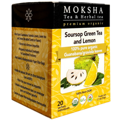 Moksha Ayurveda Organic Soursop Lemon, Green Tea made with Pure (Guanabana/Graviola) Leaf- 20 Enveloped Tea Bags