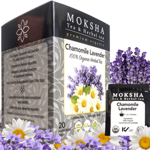 Moksha Ayurveda Organic Chamomile Lavender Tea - 20 Enveloped Tea Bags